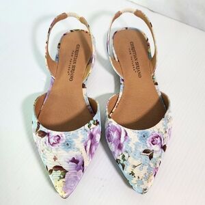 Christian Siriano Women's Floral Flats in Purple and Blue 8W